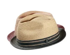 Strohhut Player aus Raffia mit Stoffrand und Leinenband