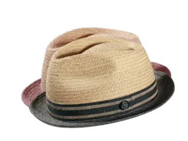 Strohhut Player aus Raffia mit Stoffrand und Leinenband