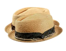 Strohhut Player Diamantform mit Stoffband – Naturton