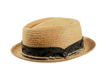 Strohhut Player Diamantform mit Stoffband – Naturton