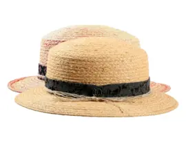 Cloche mit Aufschlag Raffia und Hanfschnur