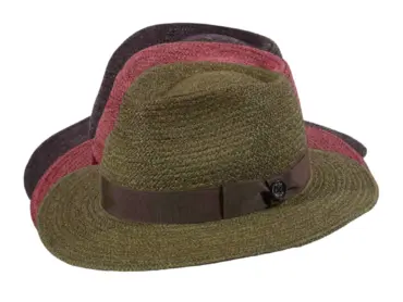 Sommerhut Fedora City Raffia fein schwarz mit schwarzem Hutband