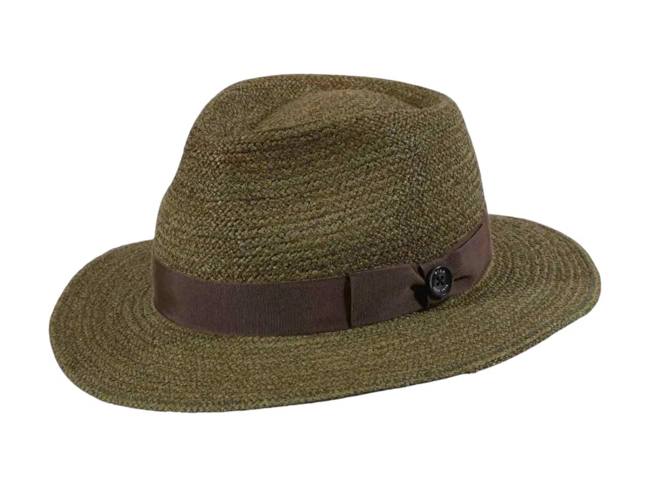 Sommerhut Fedora City Raffia fein schwarz mit schwarzem Hutband