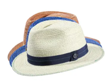 Fedora Sommerhut aus Raffia in Nougat mit Senfband