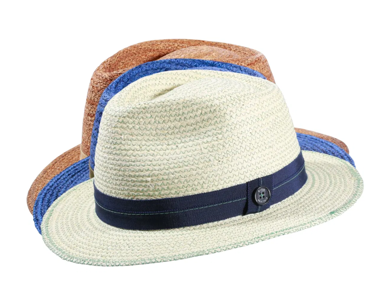 Fedora Sommerhut aus Raffia in Nougat mit Senfband