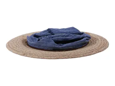 Sommerhut Cloche faltbar aus Raffia in Natur/Marine mit Kordel