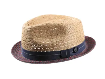 Player Sommerhut aus Stroh mit Jeansband und Stoffkrempe