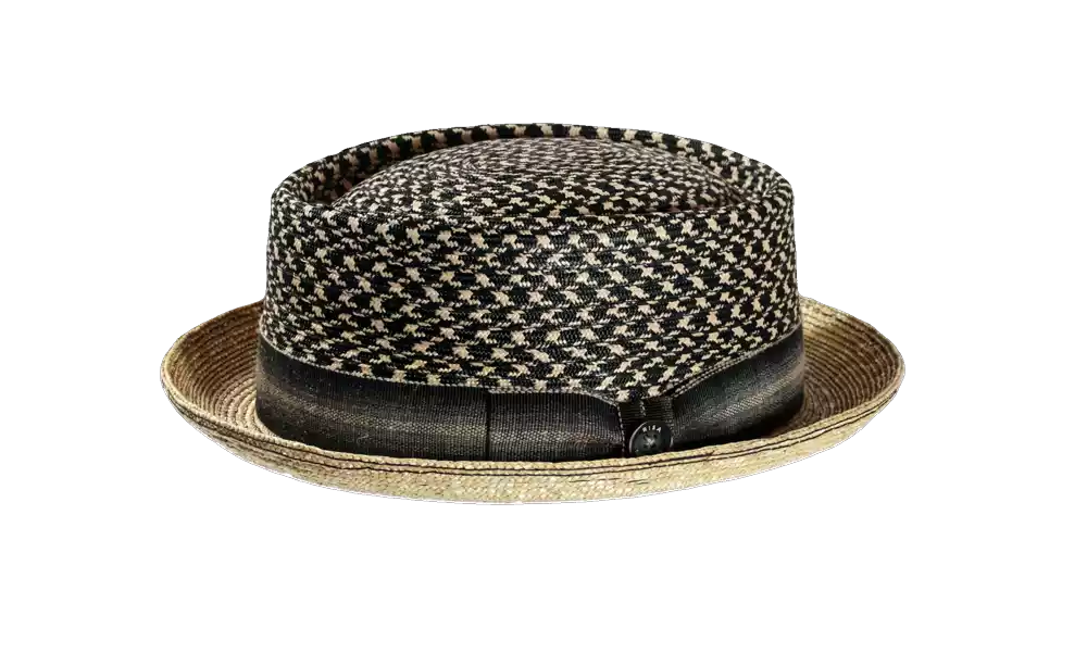 Strohhut Porkpie "BLACK/WHITE" Strawbraid
