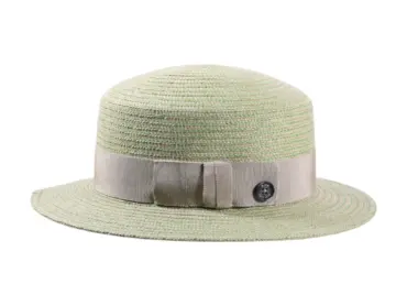 Damen Sommerhut Cloche aus Leinen mit grosser Masche und Knopf