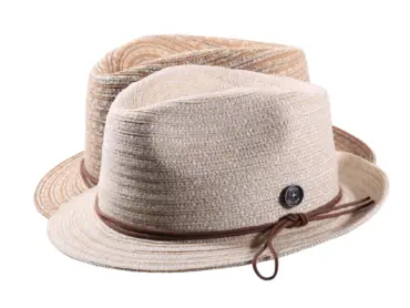 Strohhut Player aus Leinen und Hanf in Hellbeige und Nougat