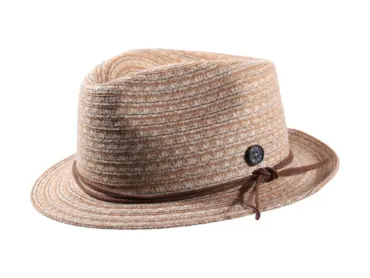 Strohhut Player aus Leinen und Hanf in Hellbeige und Nougat