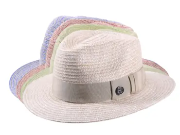 Fedora Sommerhut aus Leinen in Beige, Rubin, Blau und Grün
