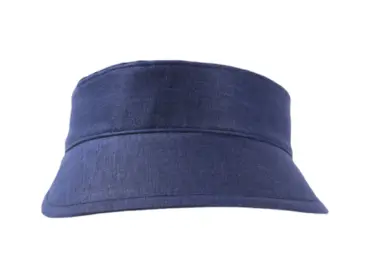 Sonnenschild aus Leinen in Hellbeige und Marine mit Bindeband