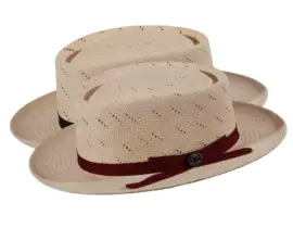 Panamahut Boater mit Lochmuster und farbigem Rebsband