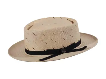 Panamahut Boater mit Lochmuster und farbigem Rebsband