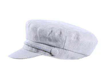 Camaret-Mütze aus gestreiftem Leinen in Camel oder Jeans