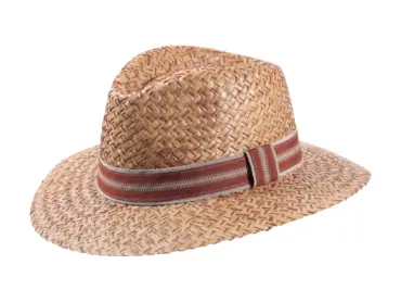 Strohhut Fedora Traveler Palmier aus Naturstroh mit Leinenband Titel: Fedora Strohhut Traveler Palmier Natur & Nougat