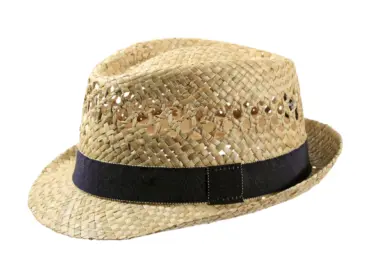 Strohhut Trilby Bowens Natur mit navyblauem Hutband