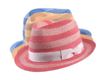 Sommerhut Trilby Blockstreifen aus Hanf und Viskose in Camel, Rosa oder Jeans