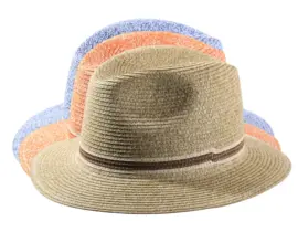 Sommerhut Fedora Color aus Cellulose in Jeans-, Orange- und Senf-Melange