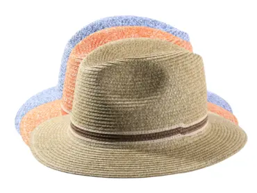 Sommerhut Fedora Color aus Cellulose in Jeans-, Orange- und Senf-Melange