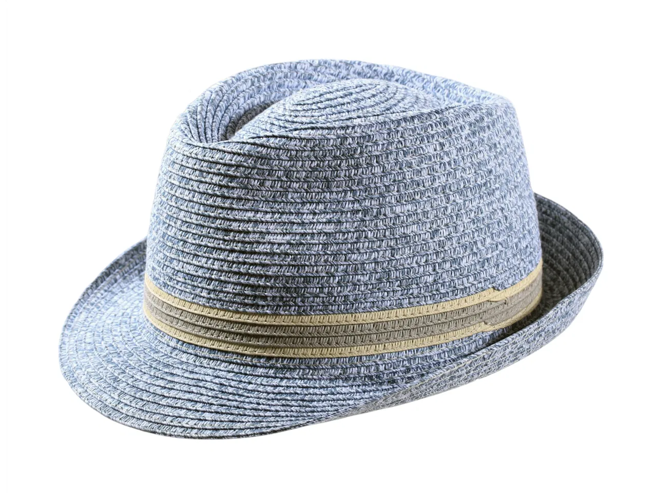 Trilby Sommerhut aus Viscose Paper in Jeans-, Orange- und Senf-Melange