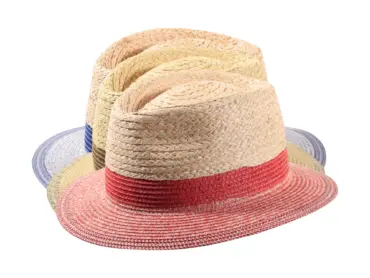 Fedora Sommerhut in Rot, Jeans oder Mittelbraun aus Raffiamix