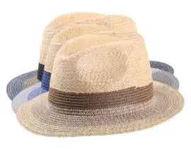 Fedora Sommerhut in Multicolor aus Raffia mit abgestufter Farbkrone