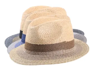Fedora Sommerhut in Multicolor aus Raffia mit abgestufter Farbkrone