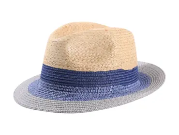 Fedora Sommerhut in Multicolor aus Raffia mit abgestufter Farbkrone