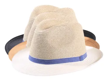 Zweifarbiger Fedora Sommerhut Paper Jeansband Schwarz Natur Tabak