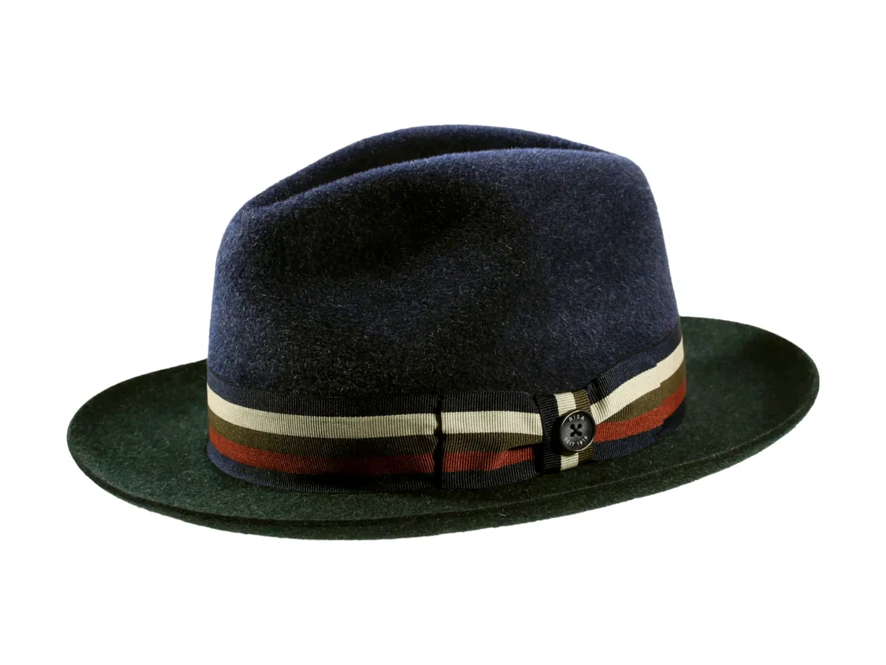 Fedora Haarfilz meliert mit Klappkrempe und gestreiftem Hutband