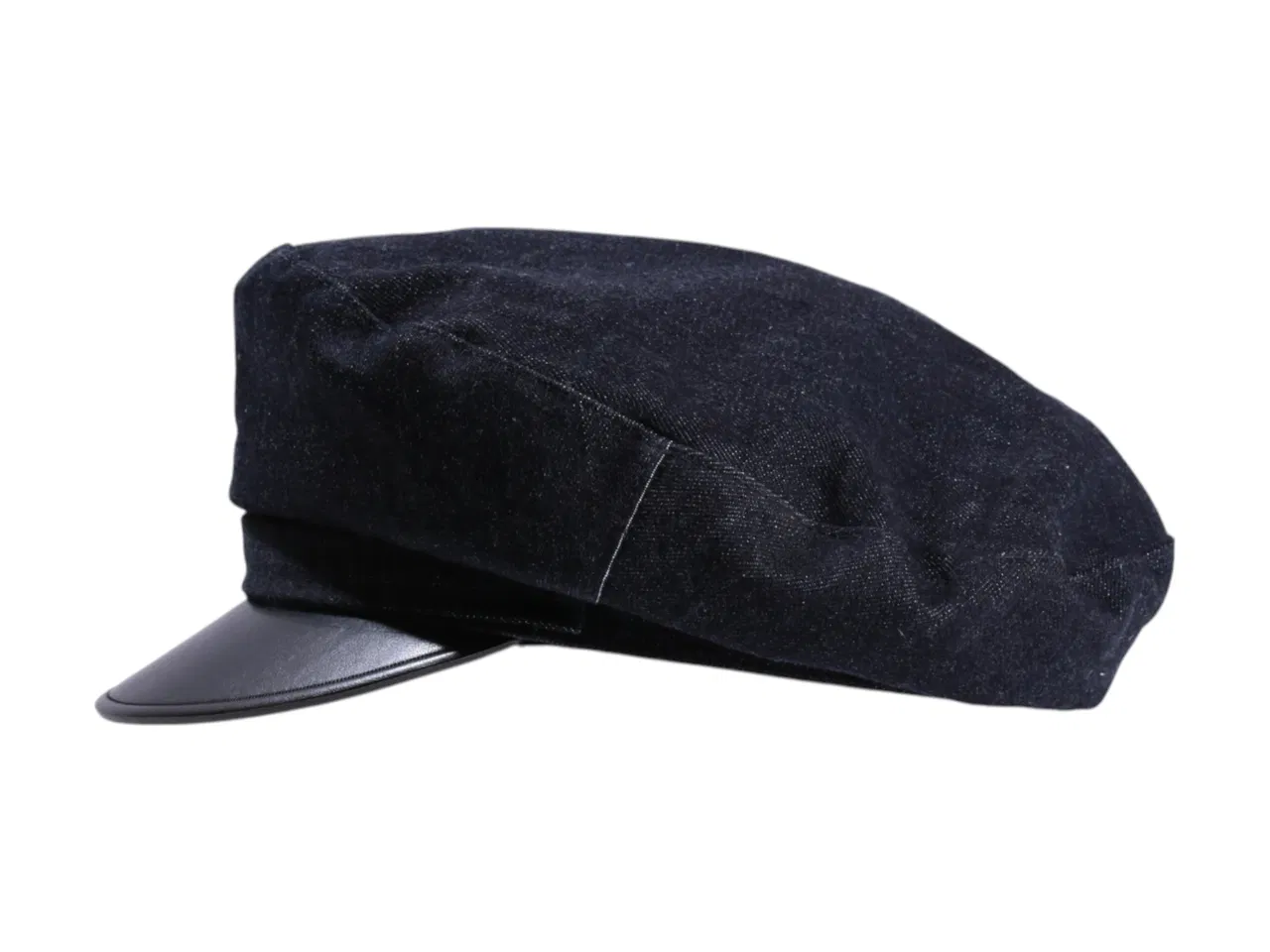 Camaret Cap aus Baumwolle mit Kunstlederschirm in Navy und Olive