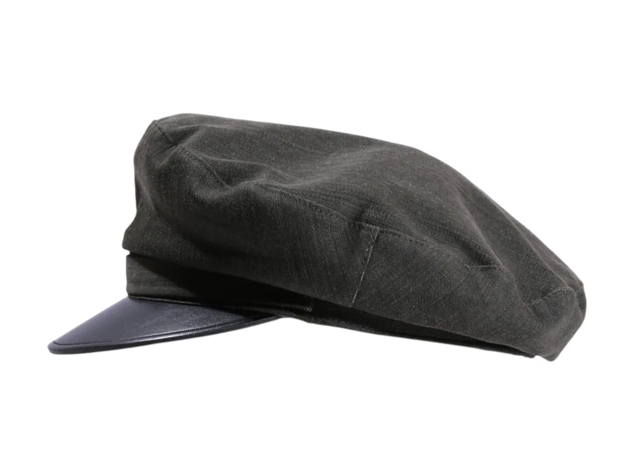 Camaret Cap aus Baumwolle mit Kunstlederschirm in Navy und Olive