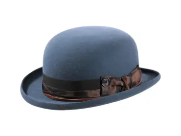 Bowler Rugged Haarfilzhut mit Rebsband und Lederkordel, handgefertigt in der Schweiz