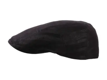Schwarze Schiebermütze mit Fischgratgewebe aus 100% Leinen