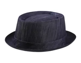 Navyfarbener Pork Pie Hut aus Baumwolle