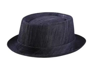 Navyfarbener Pork Pie Hut aus Baumwolle