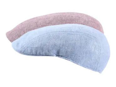 Schiebermütze aus Leinen-Baumwoll-Mix mit Fischgratmuster