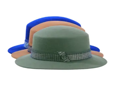 Cloche Damenhut Wollfilz mit Pied de Poule Mohairband – Risa Handarbeit Schweiz