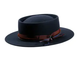 Vaquerohut Hazienda in Anthrazit mit Jeans-Garnitur und Perlen