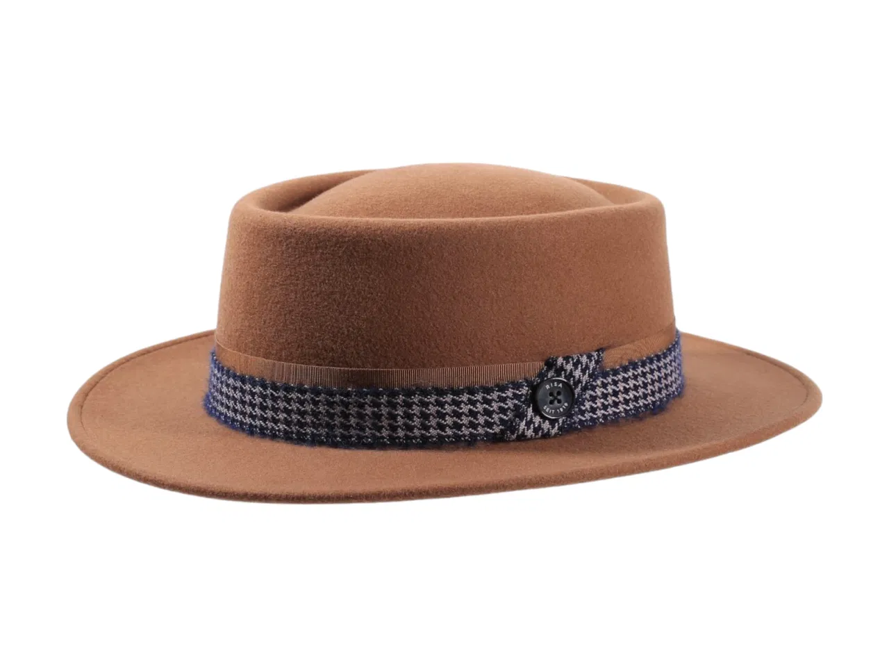 Fedora Wollfilz „Mohair Pied de Poule“ in Handarbeit gefertigt