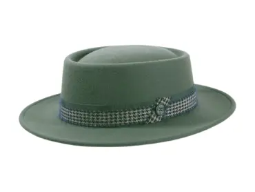 Fedora Wollfilz „Mohair Pied de Poule“ in Handarbeit gefertigt