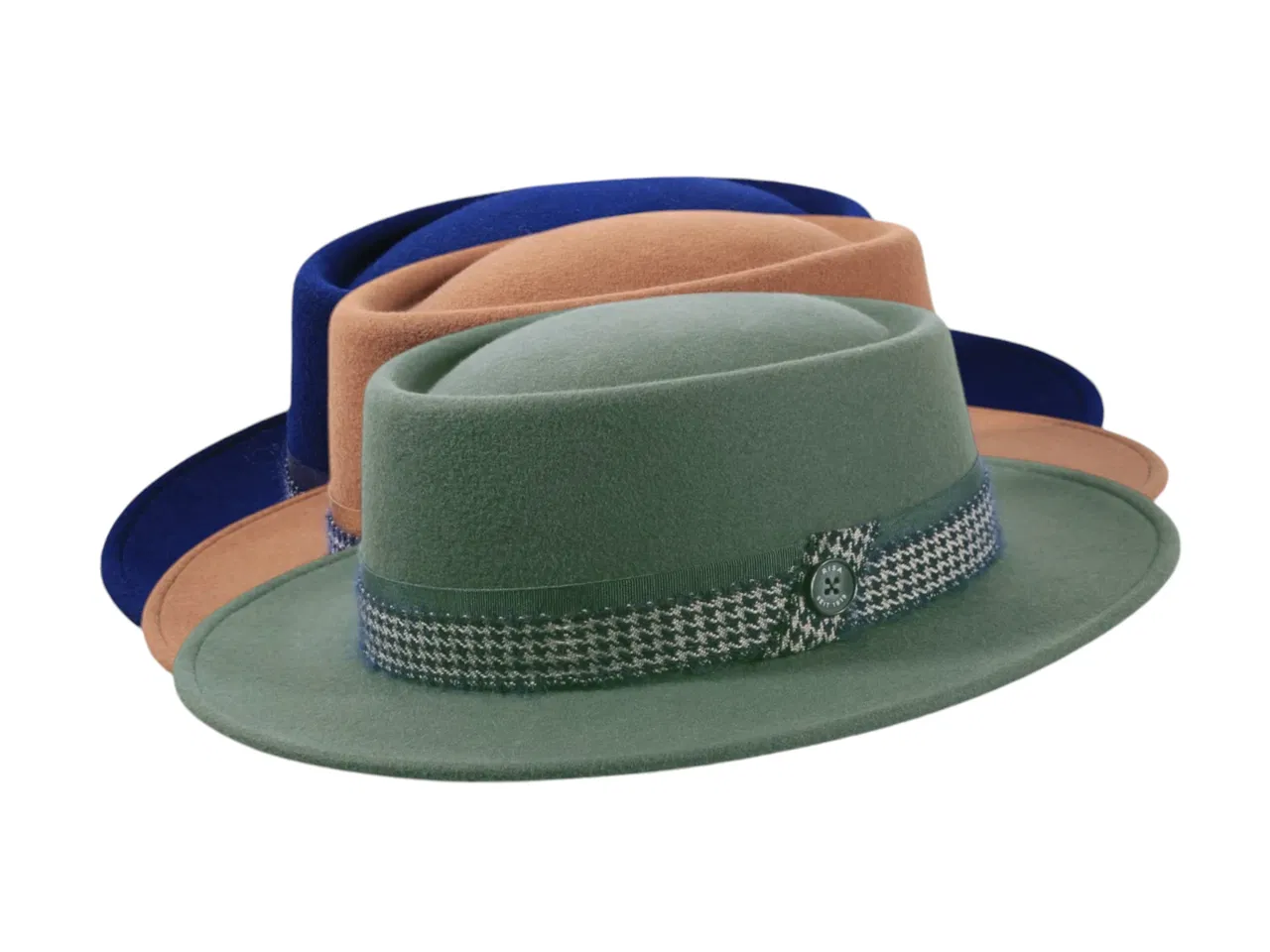 Fedora Wollfilz „Mohair Pied de Poule“ in Handarbeit gefertigt