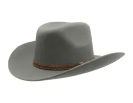 Westernhut Desperado Steingrau mit Lederhutband in Schwarz