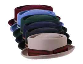 Filzhut Porkpie mit gestreiften Hutband