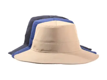 Regenhut Sympatex in Sand, Blau und Schwarz mit breiter Krempe