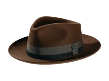 Fedora aus braunem Kaschmir mit breiter Krempe