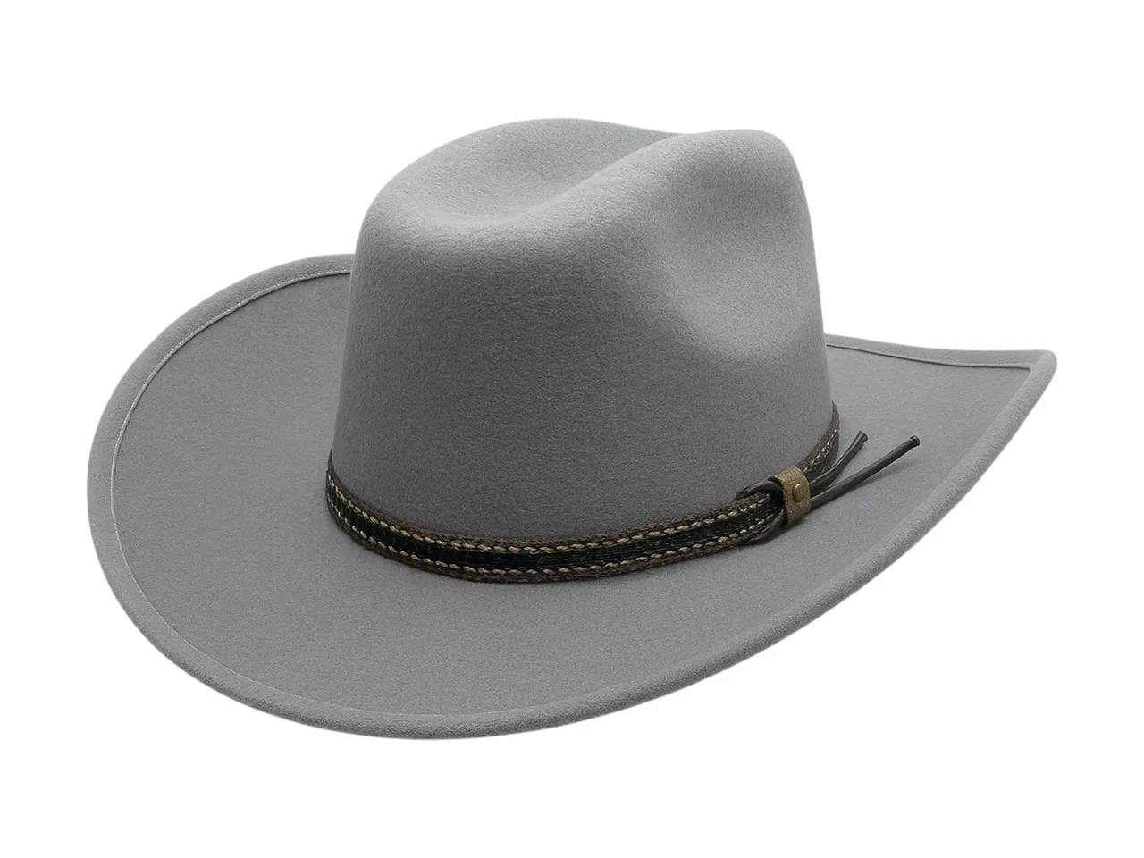 Westernhut Montana in Graumit Bridée-Krempe und Lederhutband