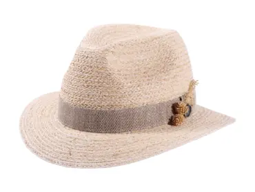 Sommerhut Fedora Traveler Raffia mit Strohschmuck